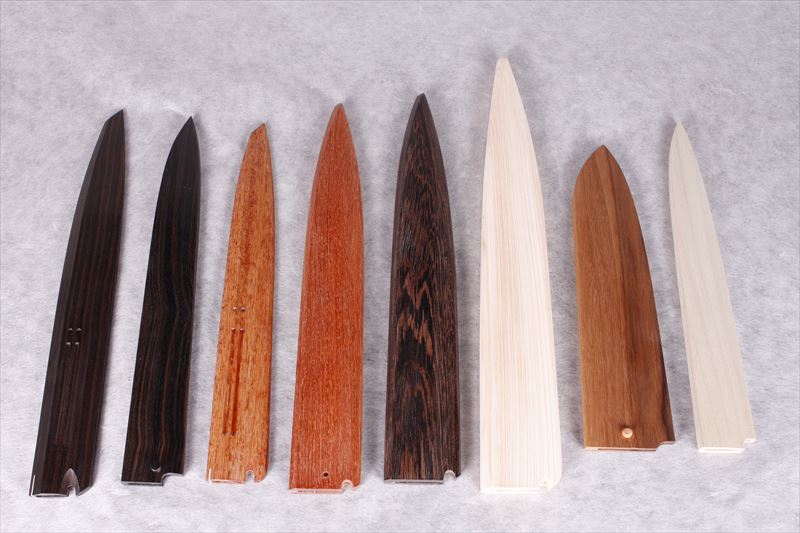 Knife sheaths, Ebony, Quince, Bombay black wood, Japanese cypress, Walnut, Japanese bigleaf Magnolia